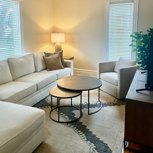 Used Pottery Barn Duke Black Metal Nesting Coffee Table for sale on AptDeco