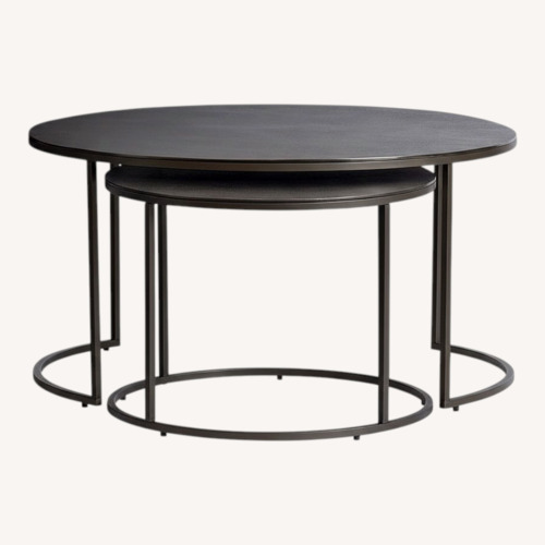 Used Pottery Barn Duke Black Metal Nesting Coffee Table for sale on AptDeco