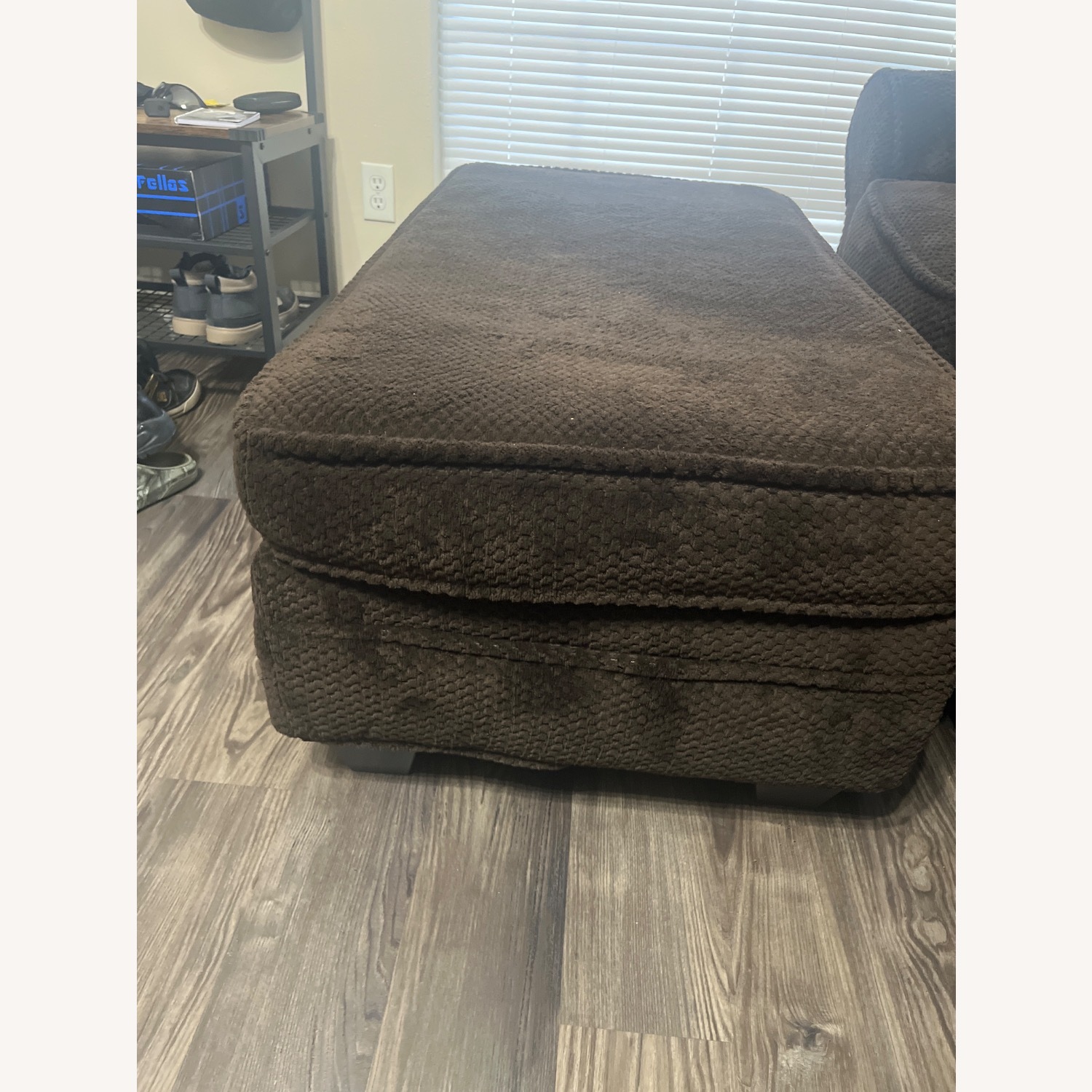 Dark Brown Fabric Ottoman - image-2