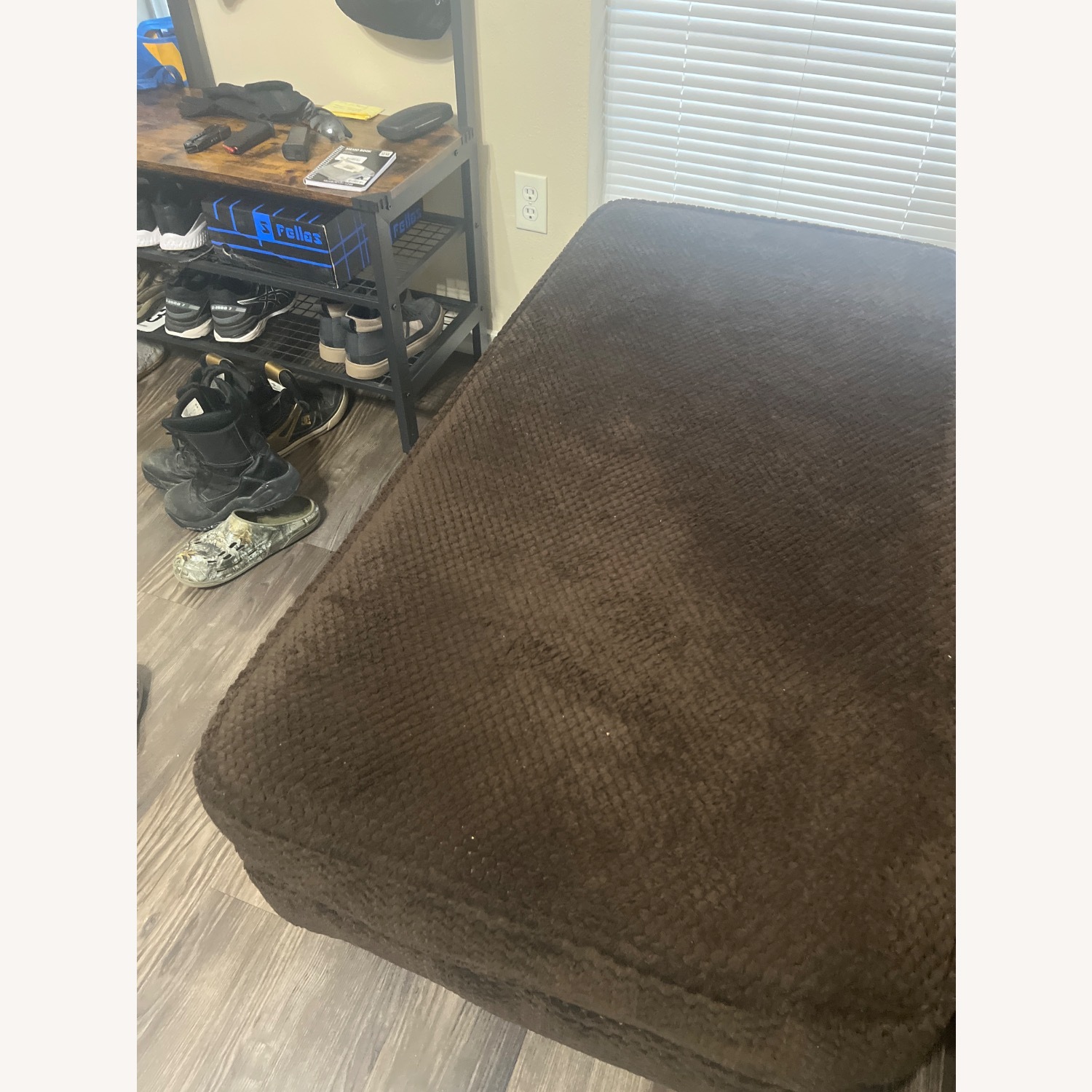 Dark Brown Fabric Ottoman - image-3