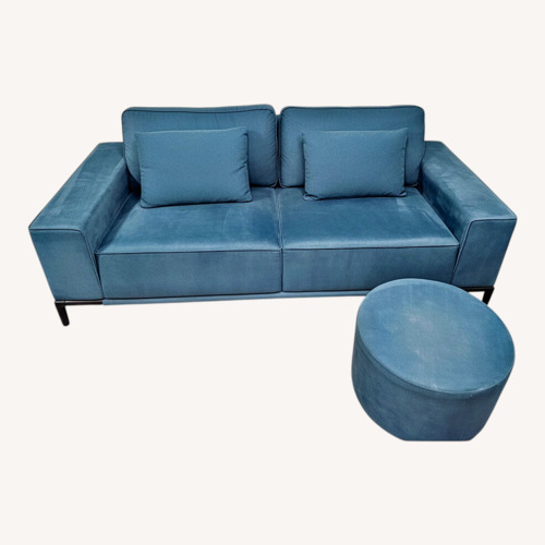 Used Lazzoni GLA200 Fabric Loveseat + Puf002 Ottoman for sale on AptDeco