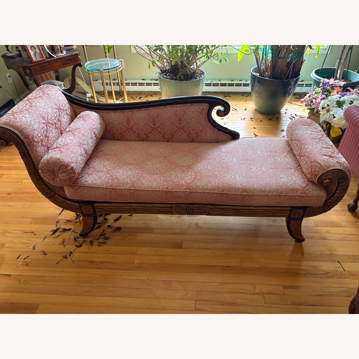 Pink Fabric Chaise Lounge - image-1