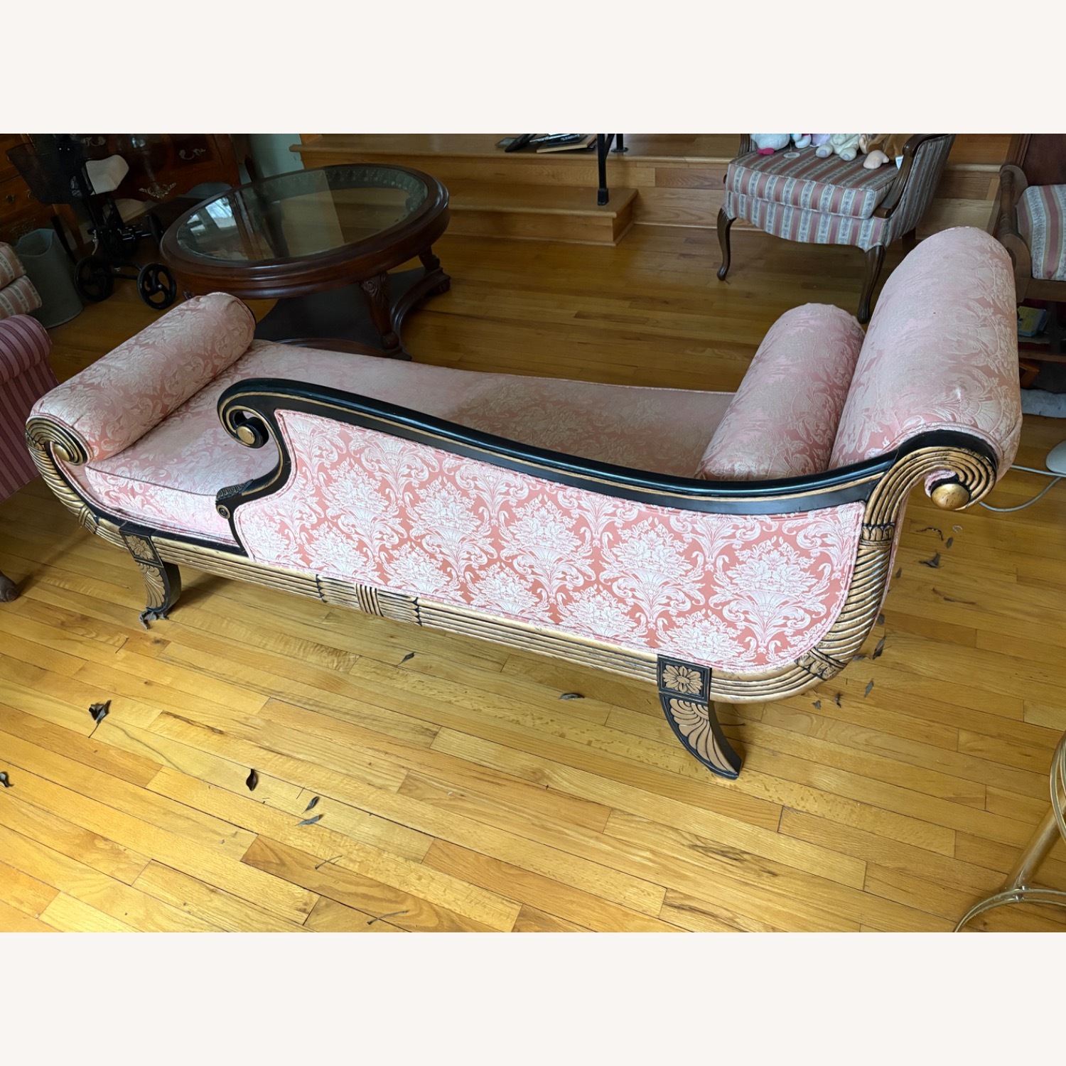 Pink Fabric Chaise Lounge - image-2