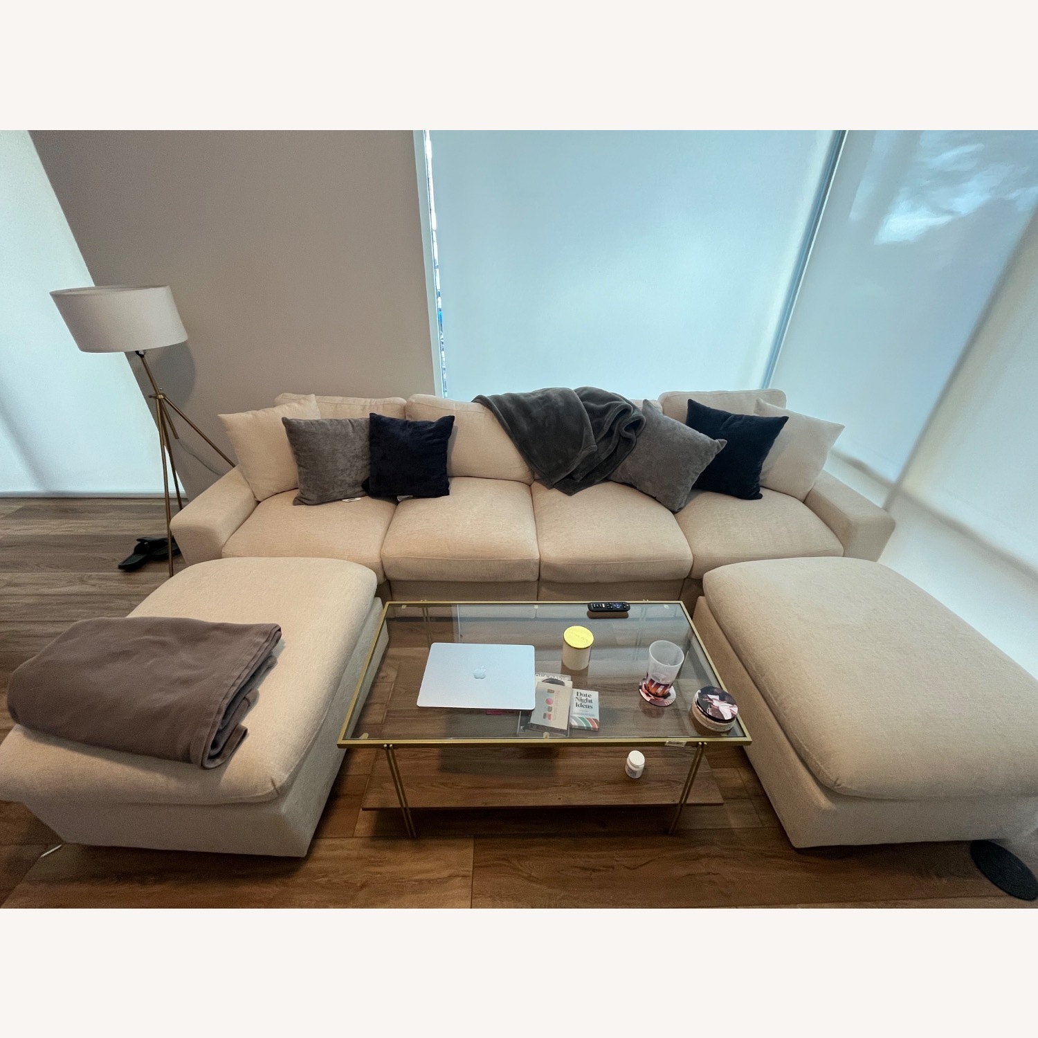 Beige Tolzmann Sectional Sofa with 2 Ottomans - image-2