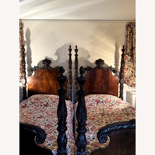Used 2 Antique Dark Brown Mahogany Twin Beds  for sale on AptDeco
