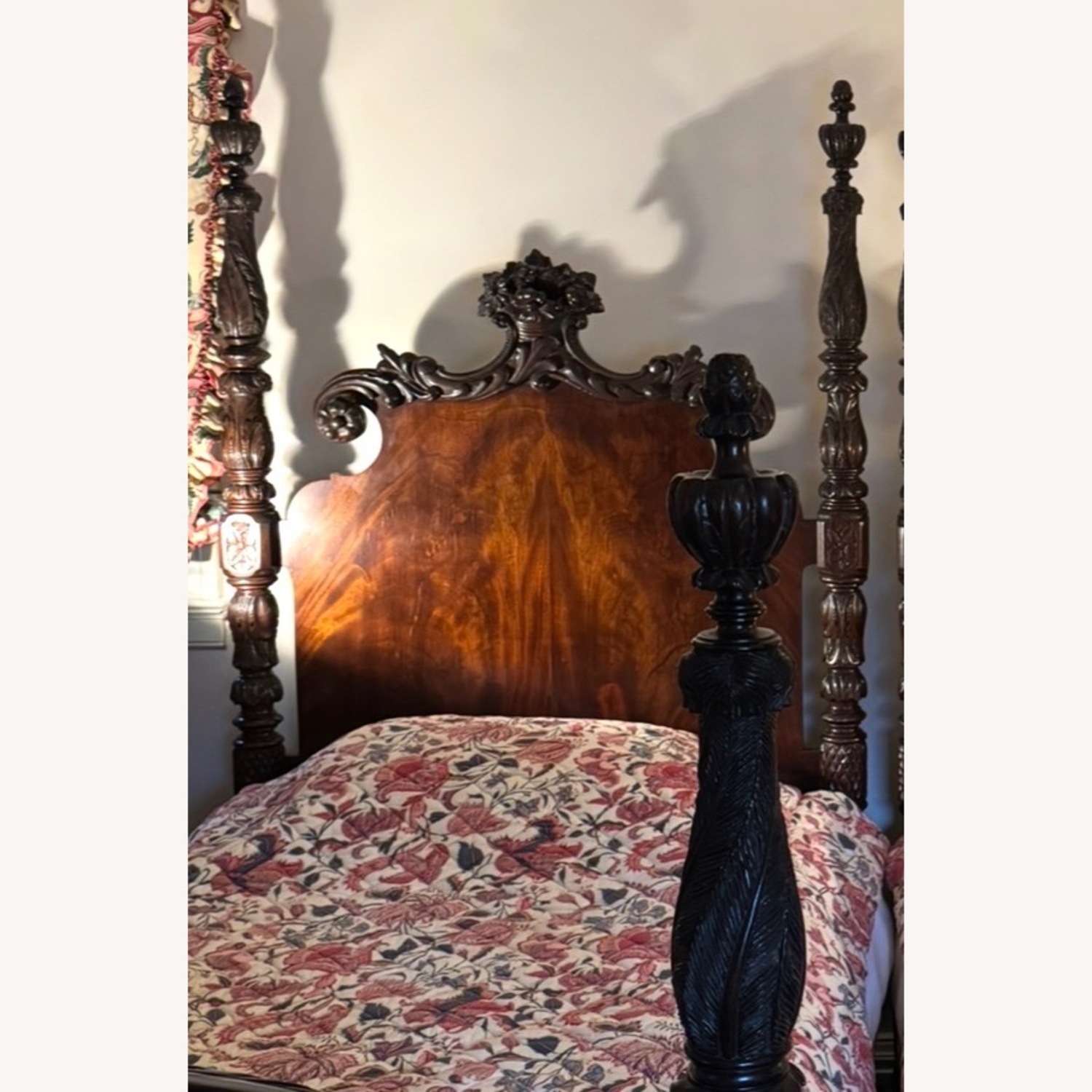 2 Antique Dark Brown Mahogany Twin Beds  - image-3