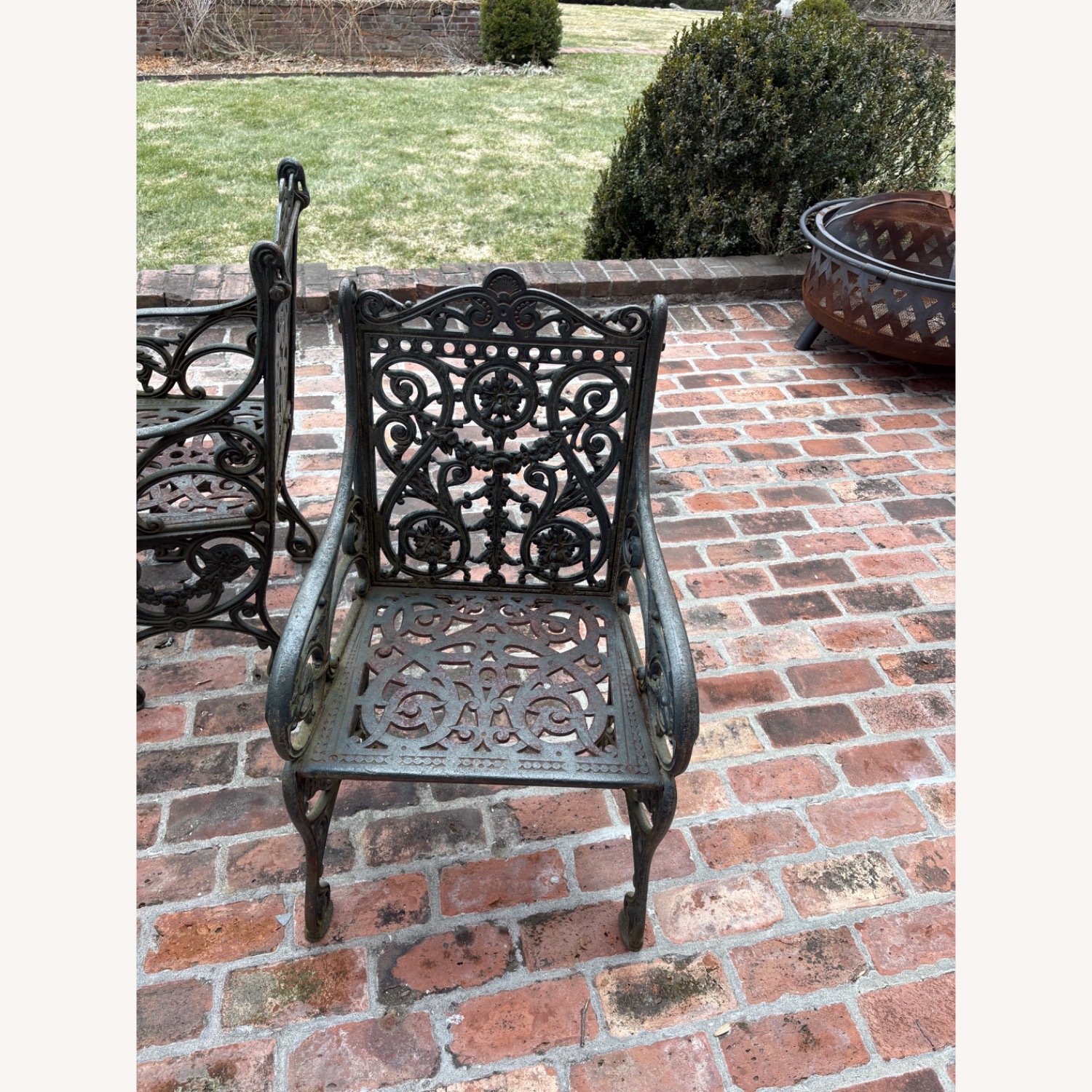 Antique Black Iron Dining Chairs - image-1
