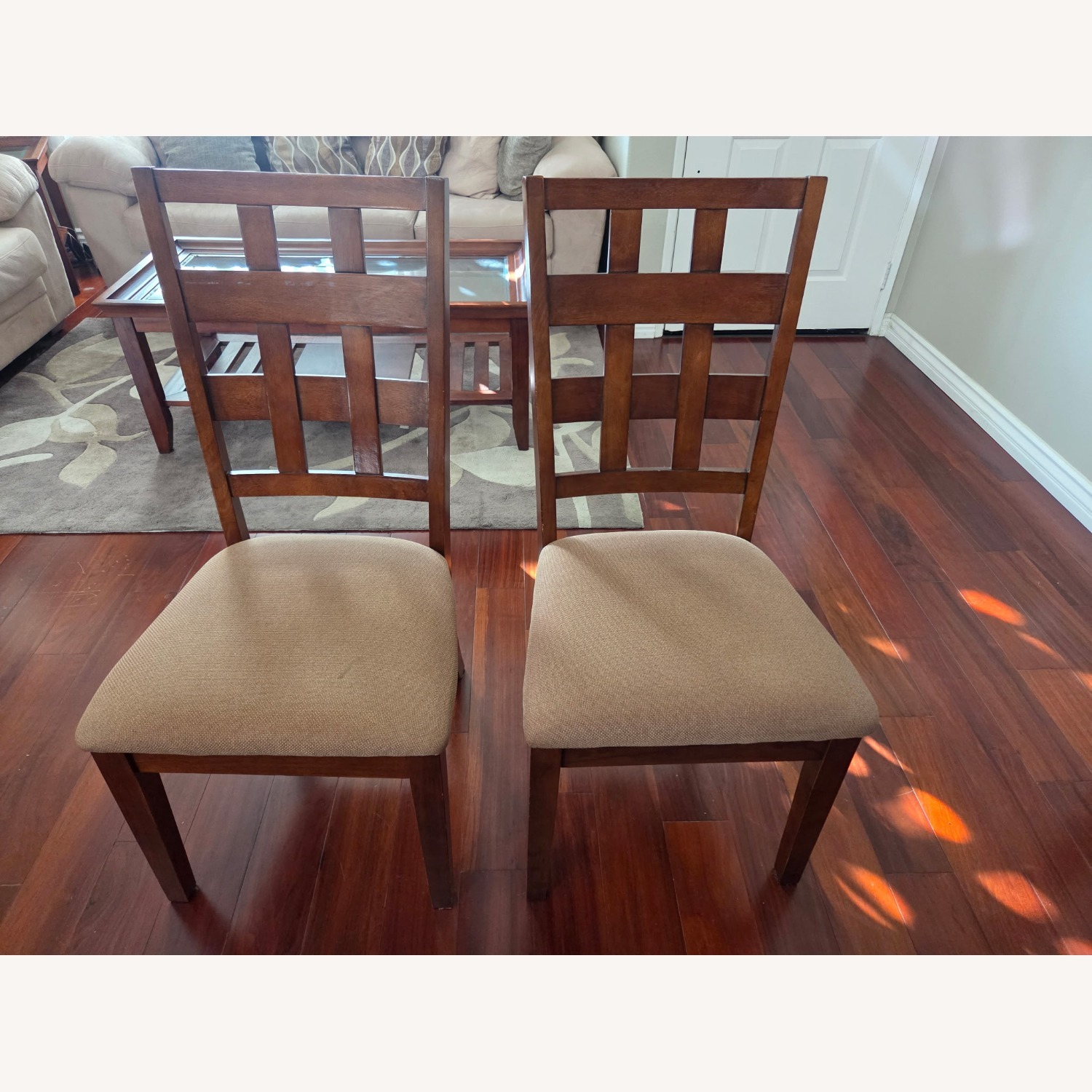 Living Spaces Dark Brown Fabric Dining Chairs - image-2