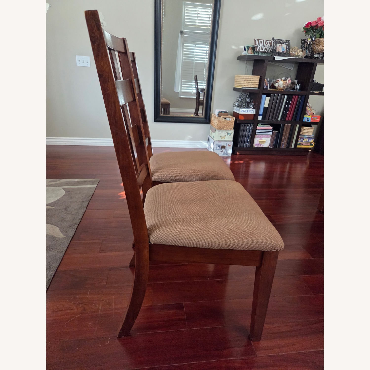 Living Spaces Dark Brown Fabric Dining Chairs - image-3