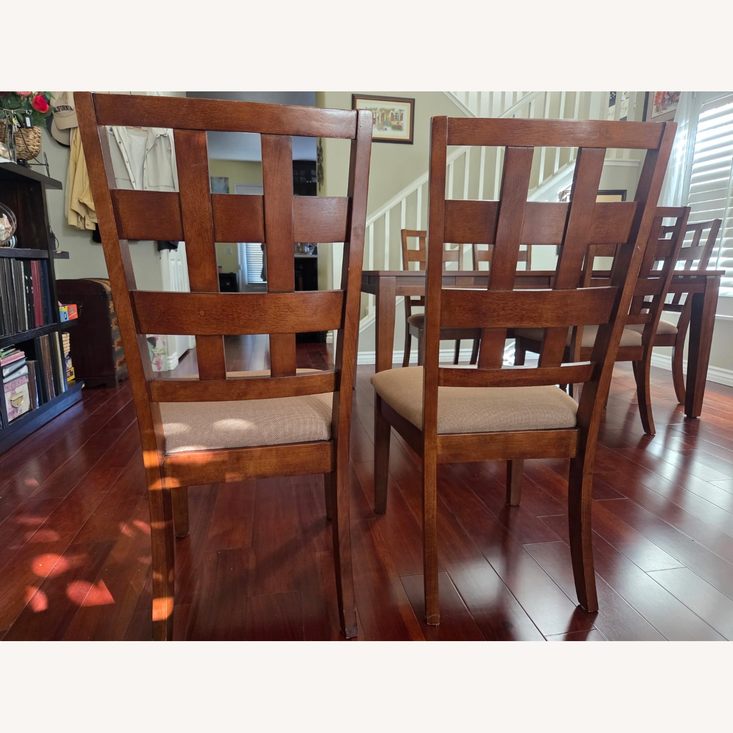 Living Spaces Dark Brown Fabric Dining Chairs - image-4