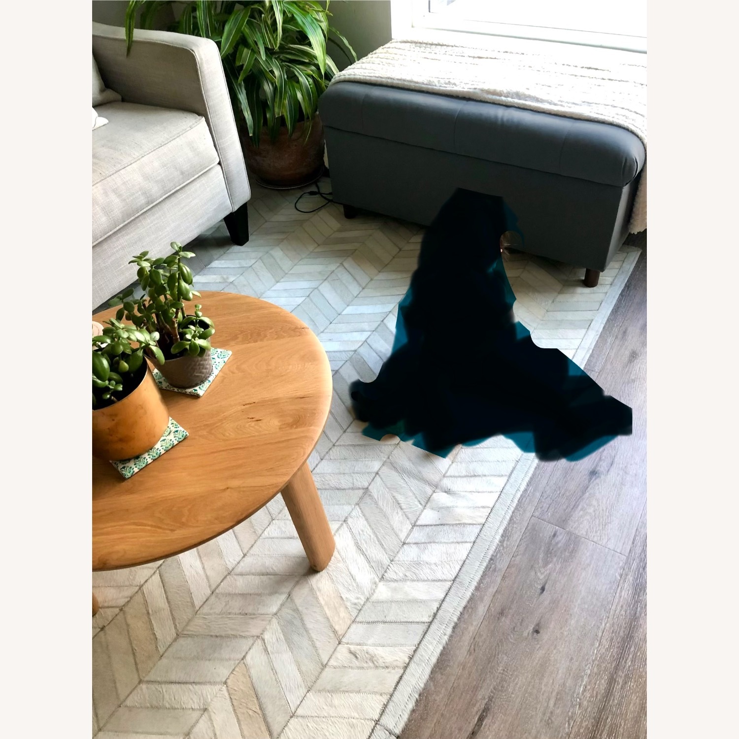 Cowhide Chevron Light Gray Rug 6' x 9' - image-7