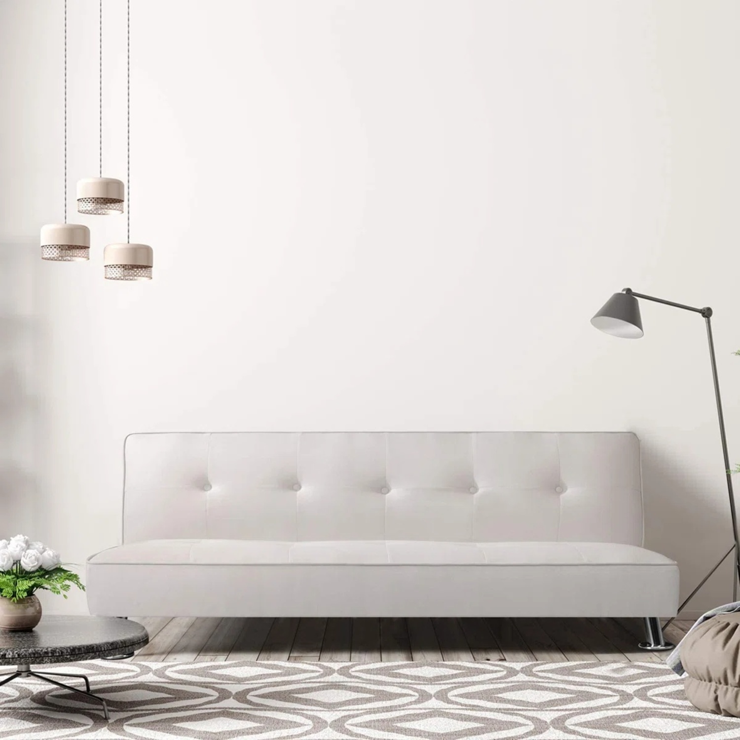 Gunji White Fabric Sleeper Sofa - image-6