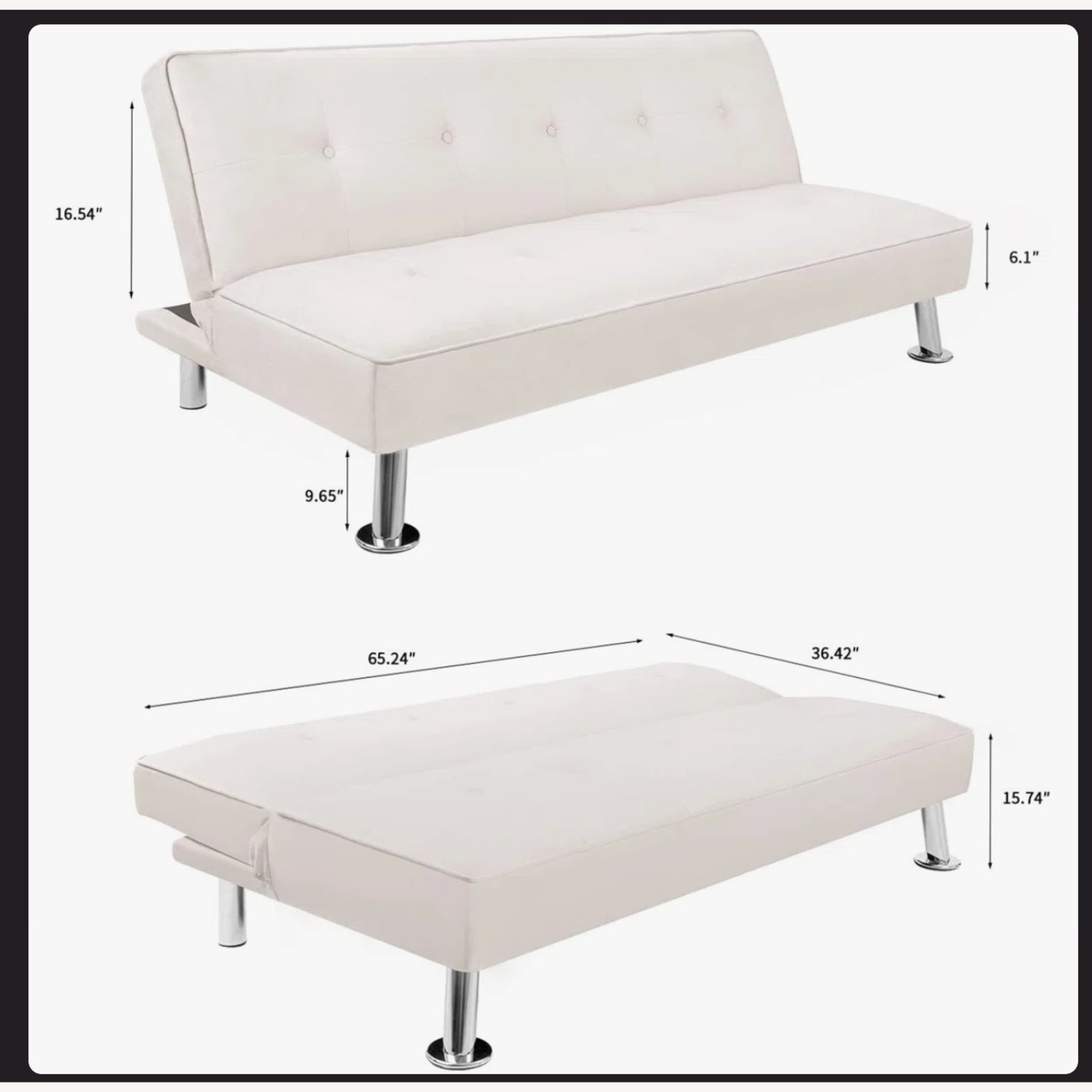 Gunji White Fabric Sleeper Sofa - image-5