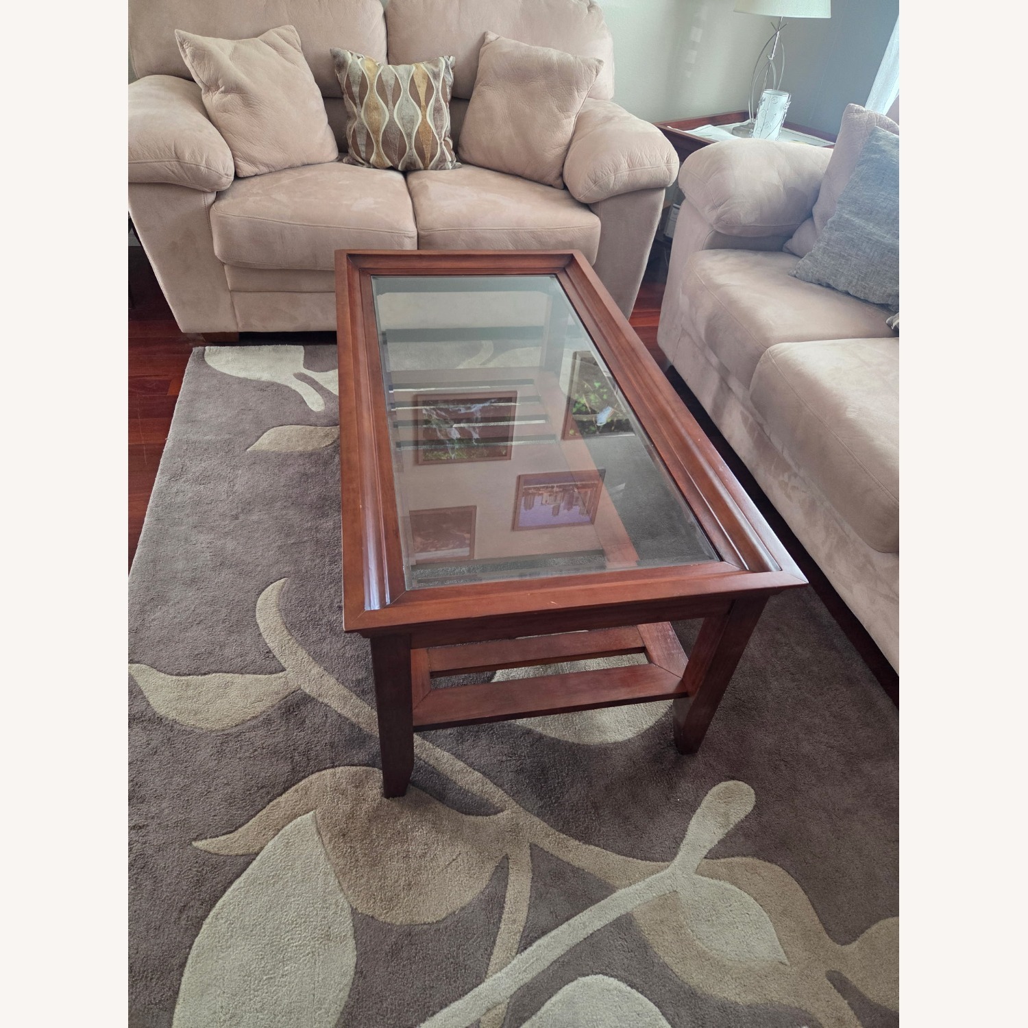 Living Spaces Dark Brown Wood Coffee Table - image-5