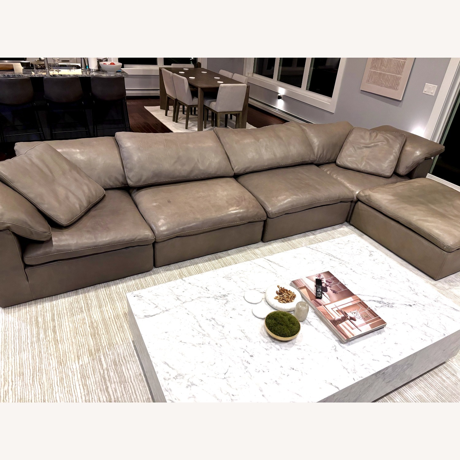 Restoration Hardware Light Gray Chaise Lounge Sectional - image-2