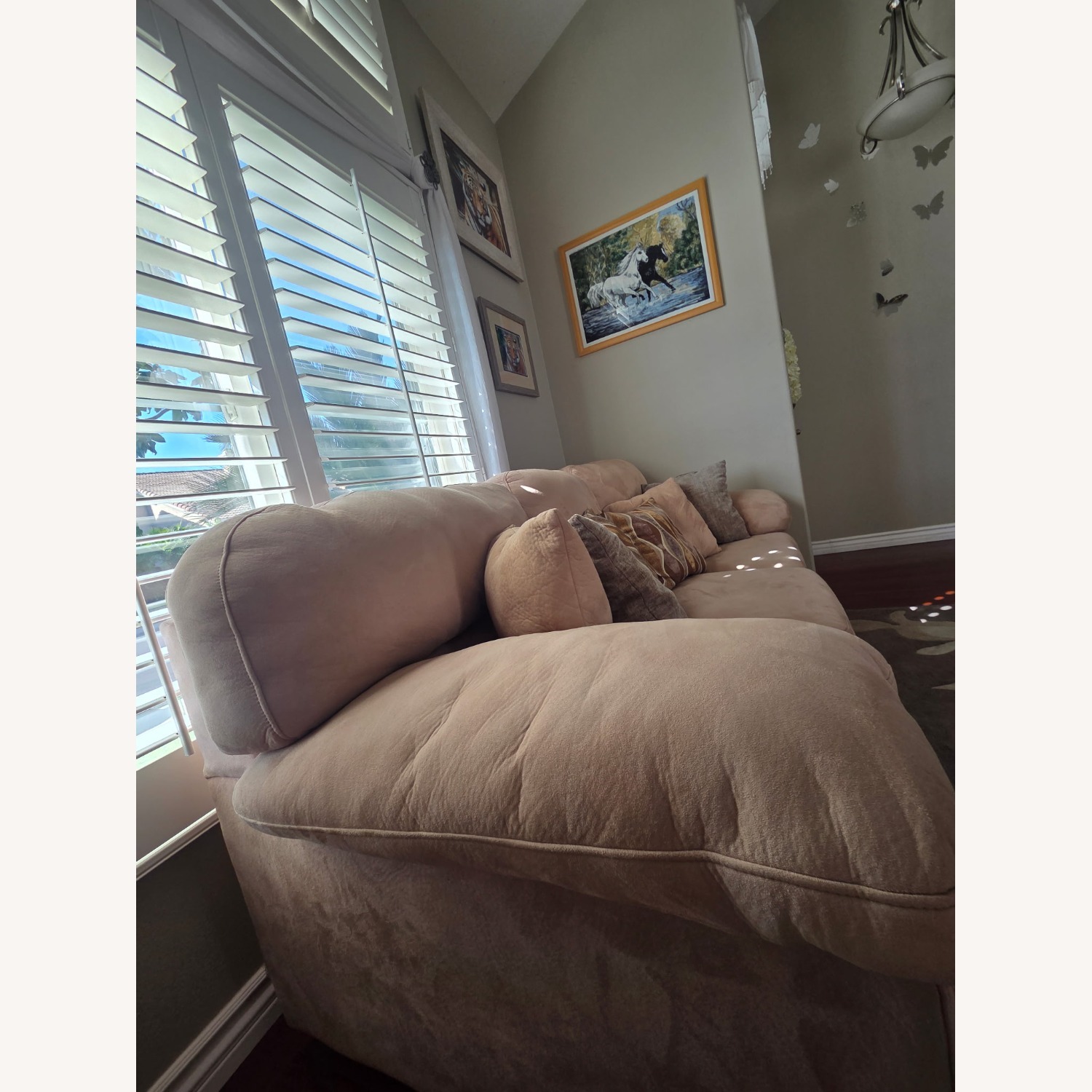 Living Spaces Light Brown Fabric 3+ Seater Sofa - image-3