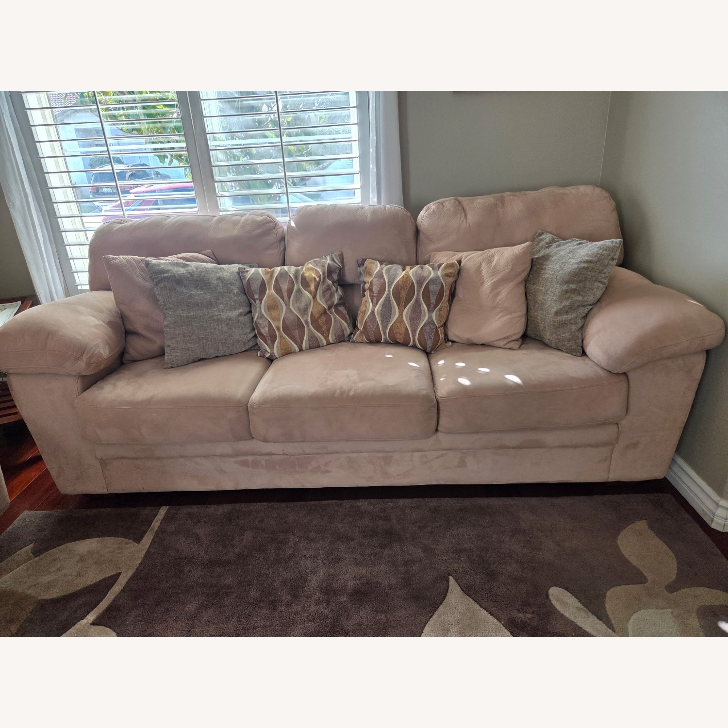 Living Spaces Light Brown Fabric 3+ Seater Sofa - image-1