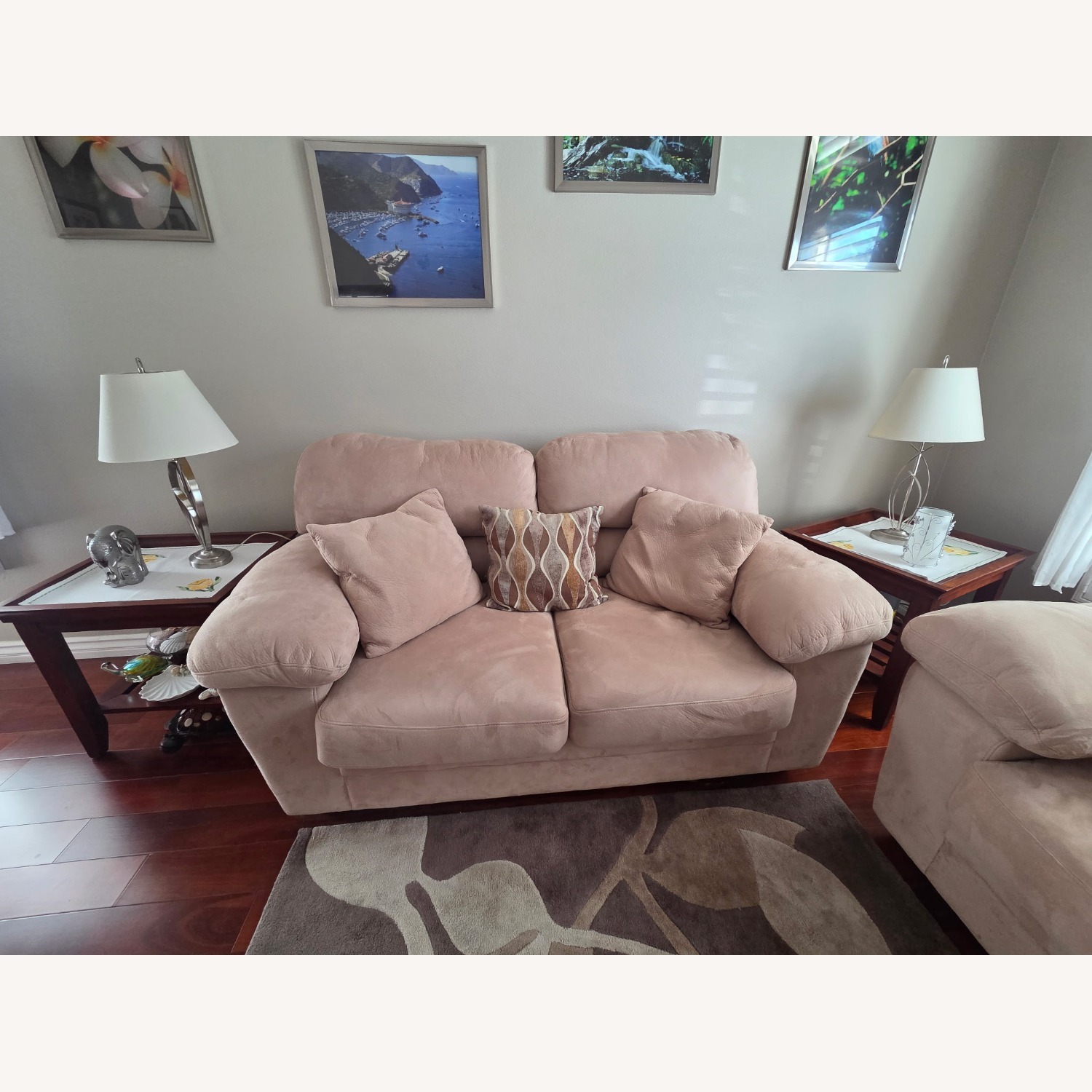 Living Spaces Light Brown Fabric Loveseat - image-4