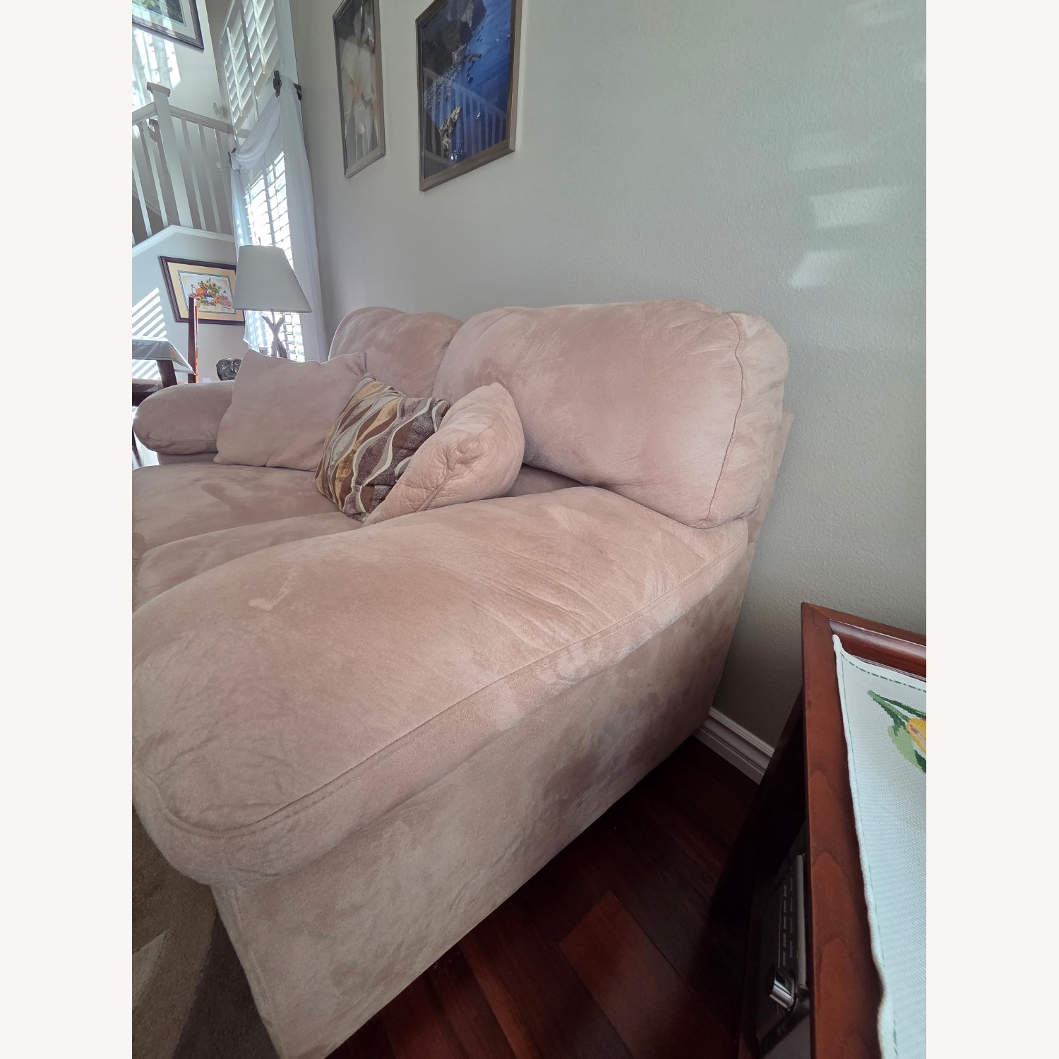 Living Spaces Light Brown Fabric Loveseat - image-5