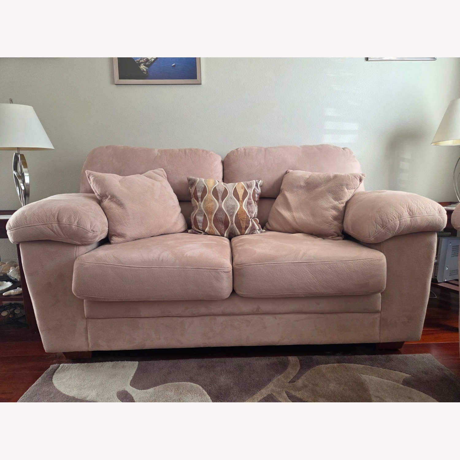 Living Spaces Light Brown Fabric Loveseat - image-1