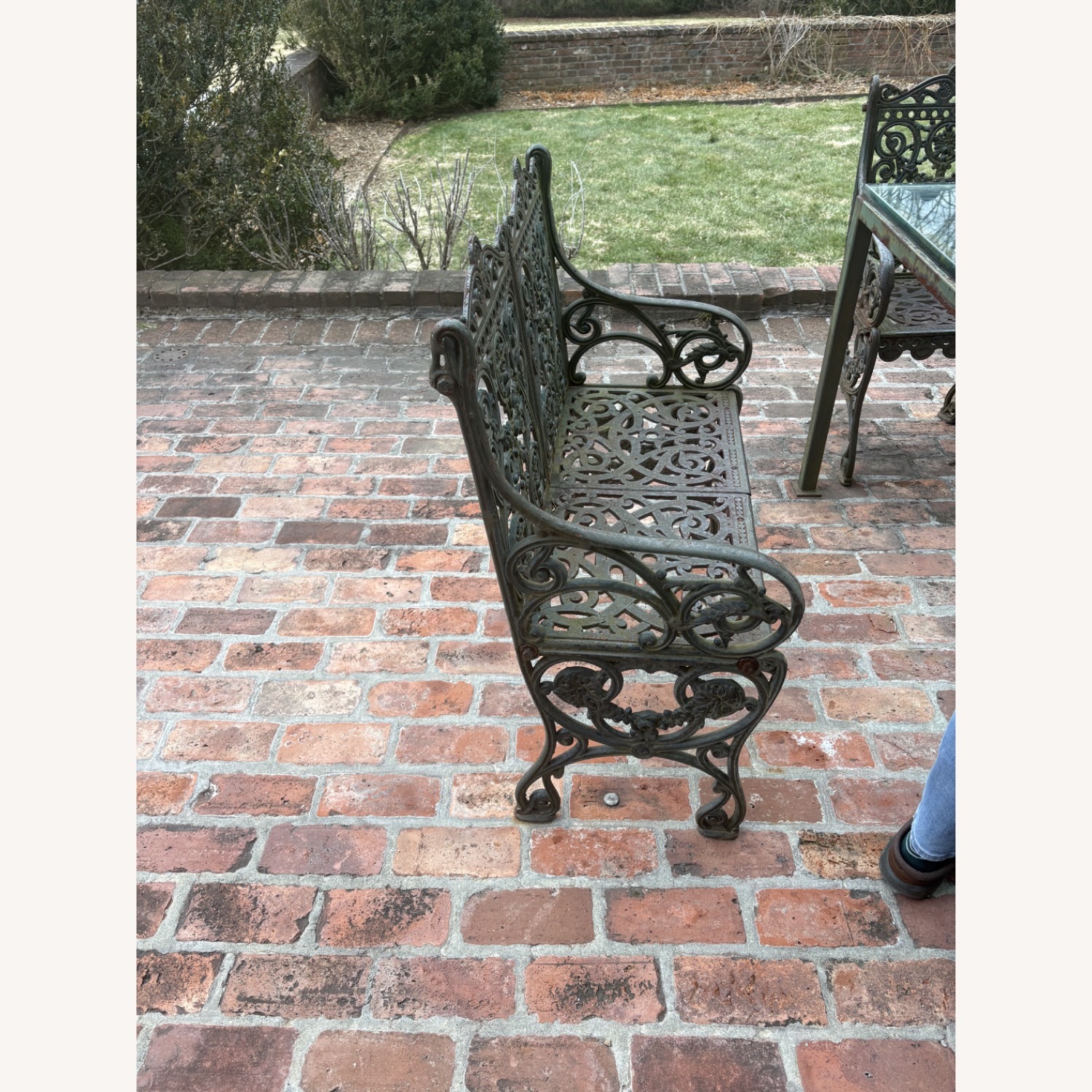 Antique Black Iron Bench  - image-2