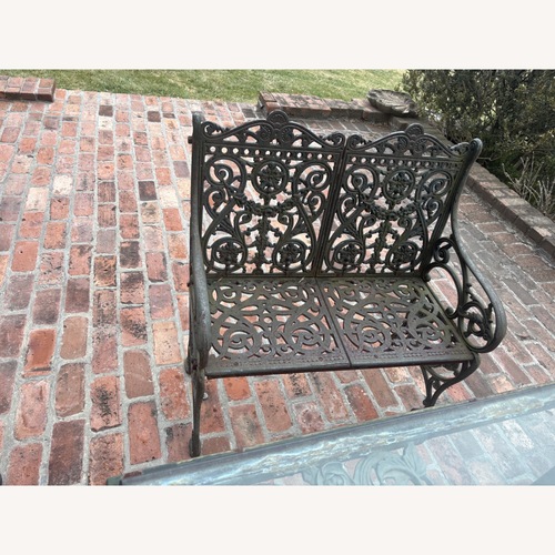 Used Antique Black Iron Bench  for sale on AptDeco