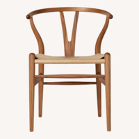 Hans Wegner Wishbone Dark Brown Wood Accent Chair