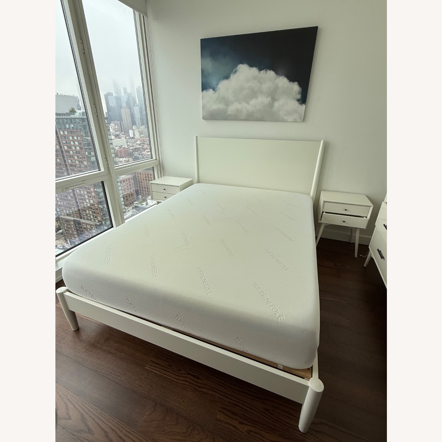 West Elm Midcentury Modern White Wood Queen Bed - image-2