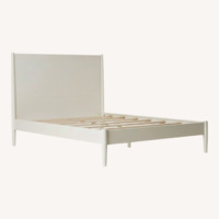 West Elm Midcentury Modern White Wood Queen Bed