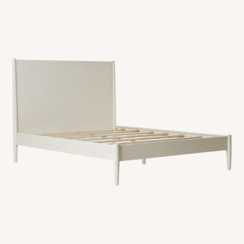 Used West Elm Midcentury Modern White Wood Queen Bed for sale on AptDeco