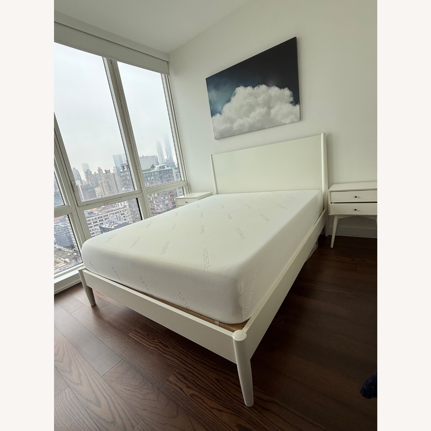 West Elm Midcentury Modern White Wood Queen Bed - image-3