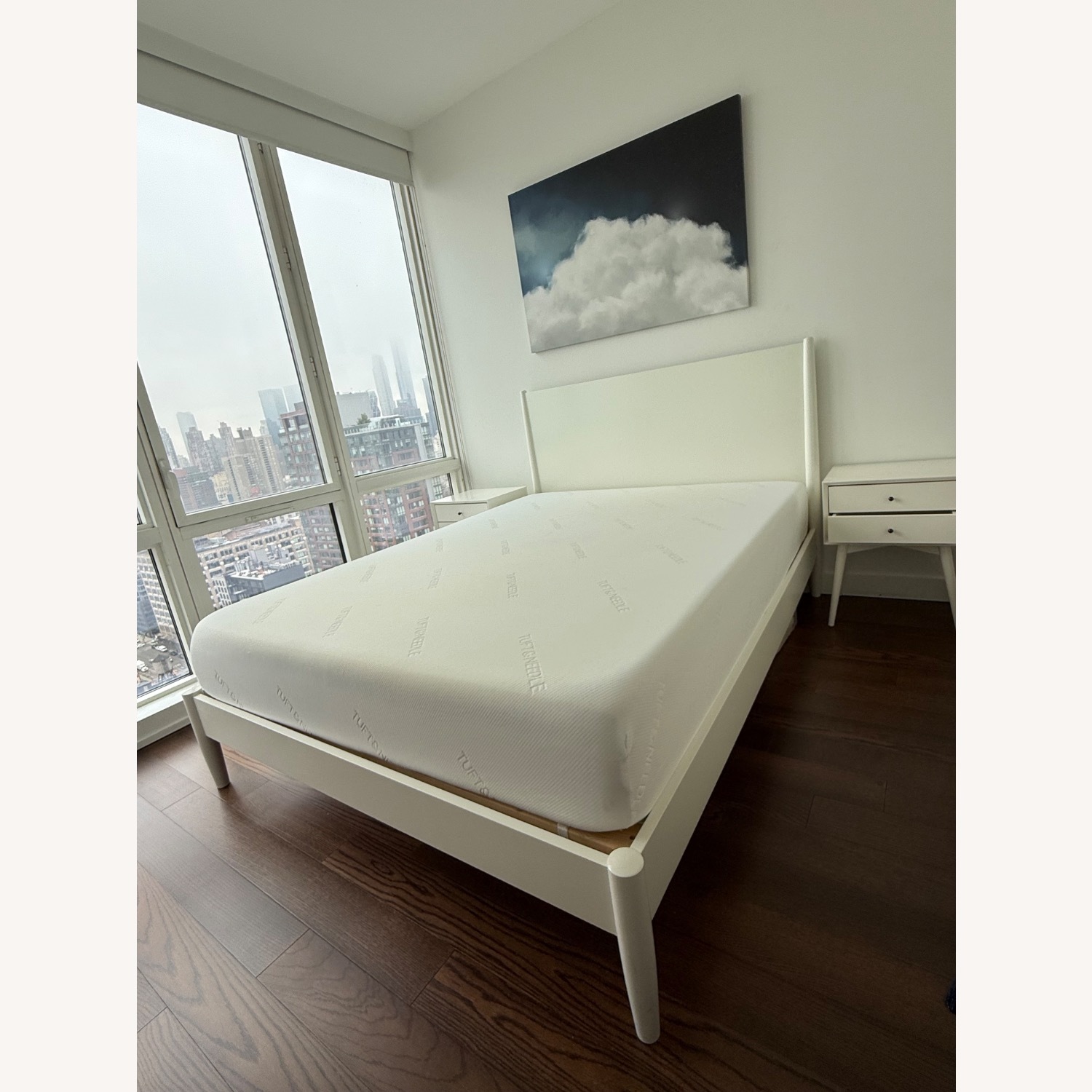 West Elm Midcentury Modern White Wood Queen Bed - image-1