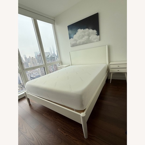 Used West Elm Midcentury Modern White Wood Queen Bed for sale on AptDeco