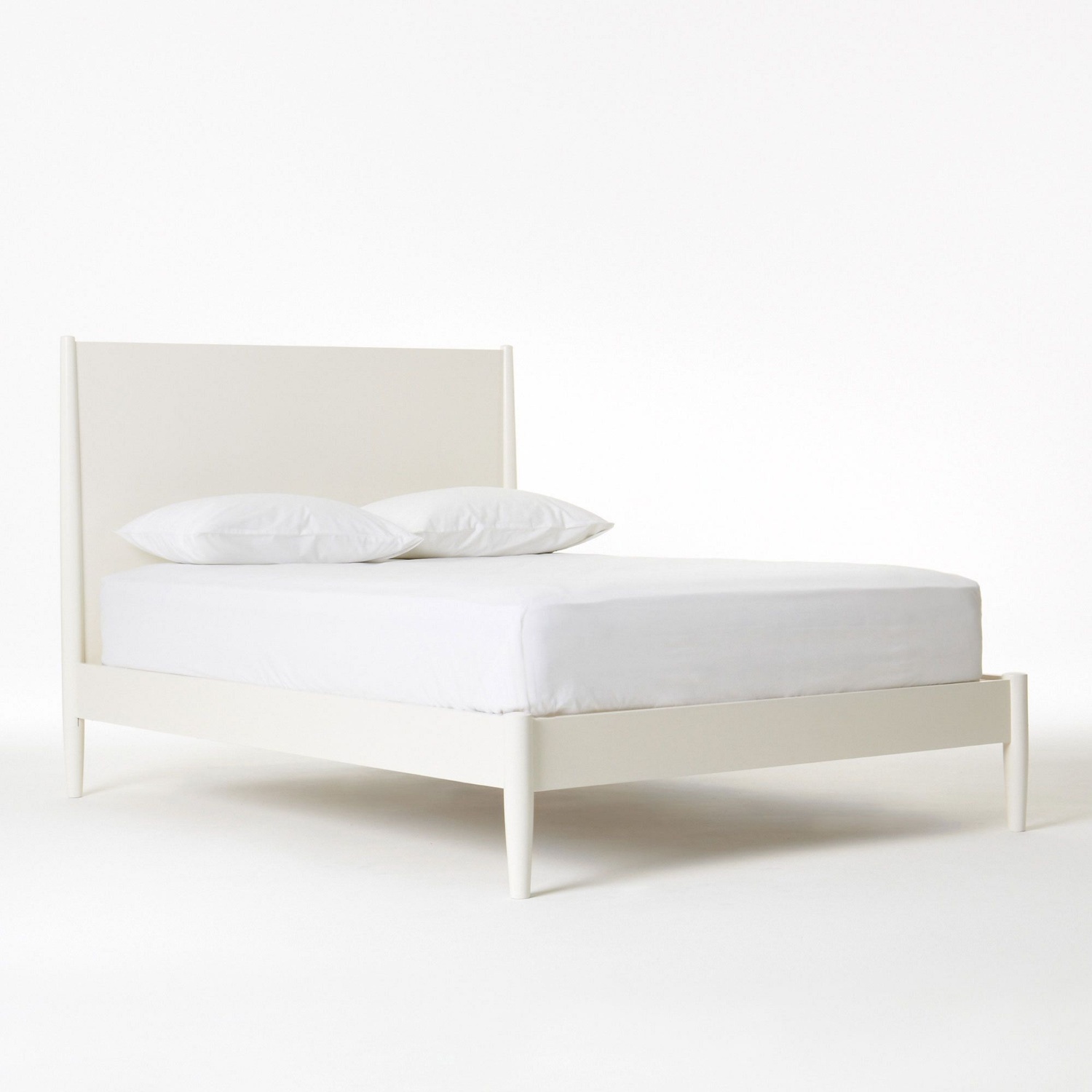 West Elm Midcentury Modern White Wood Queen Bed - image-8