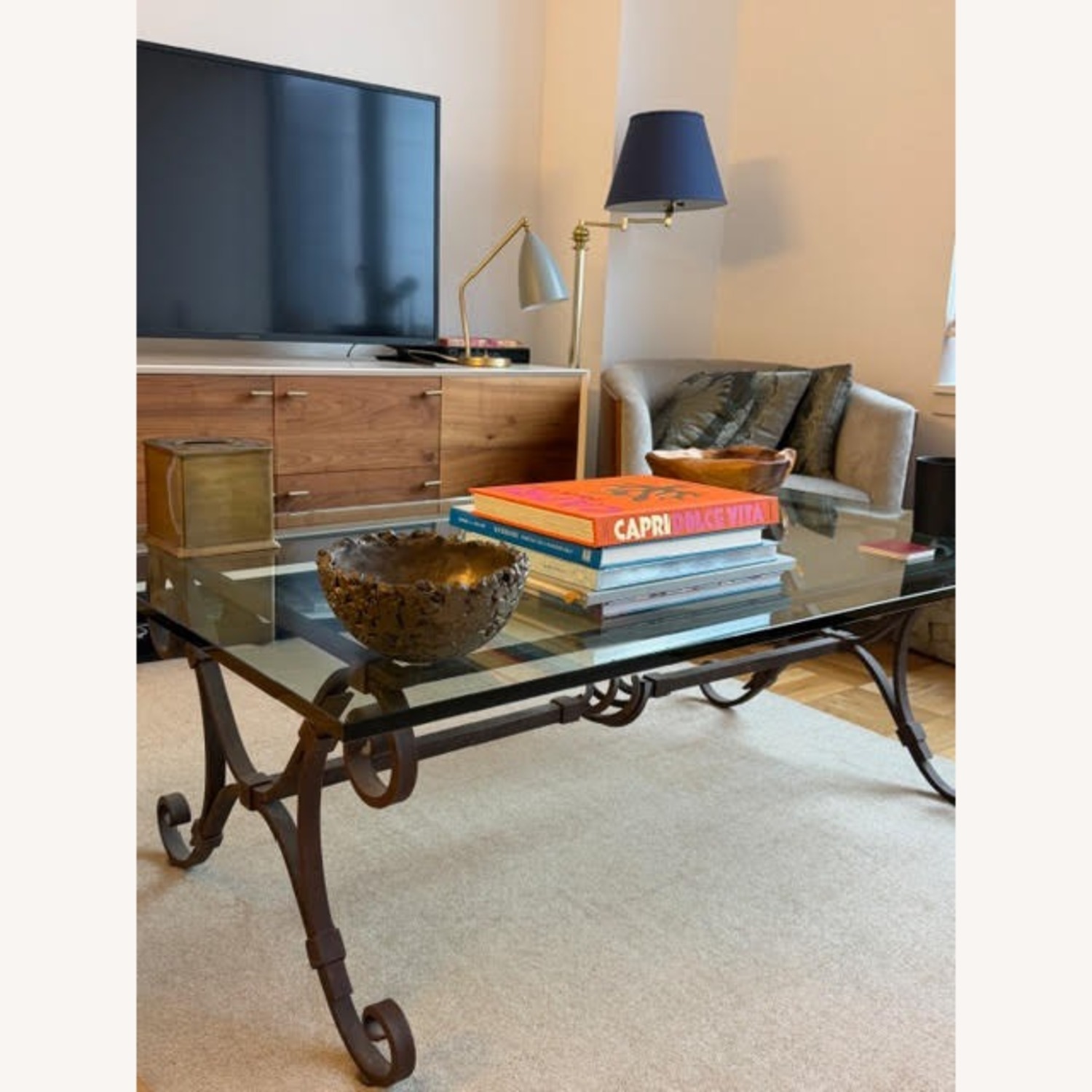 Cast Iron and Glass Coffee Table - image-1