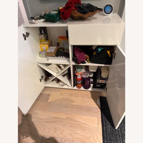 Used CB2 Swig Modern White Lacquer Storage Cabinet for sale on AptDeco