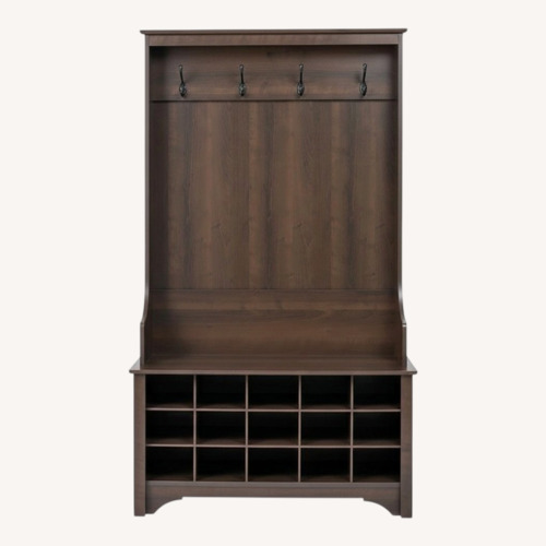 Used Prepac Manufacturing Dark Brown Wood Armoire for sale on AptDeco