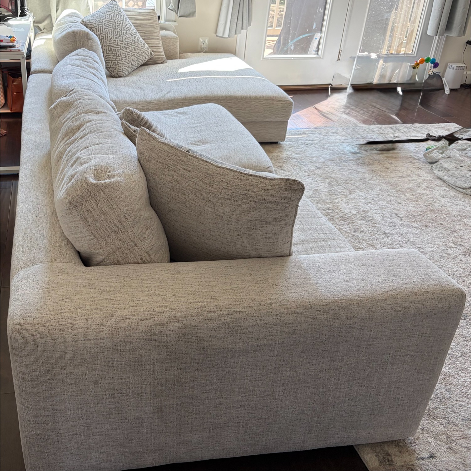 White Fabric 2 Piece Sectional - image-3