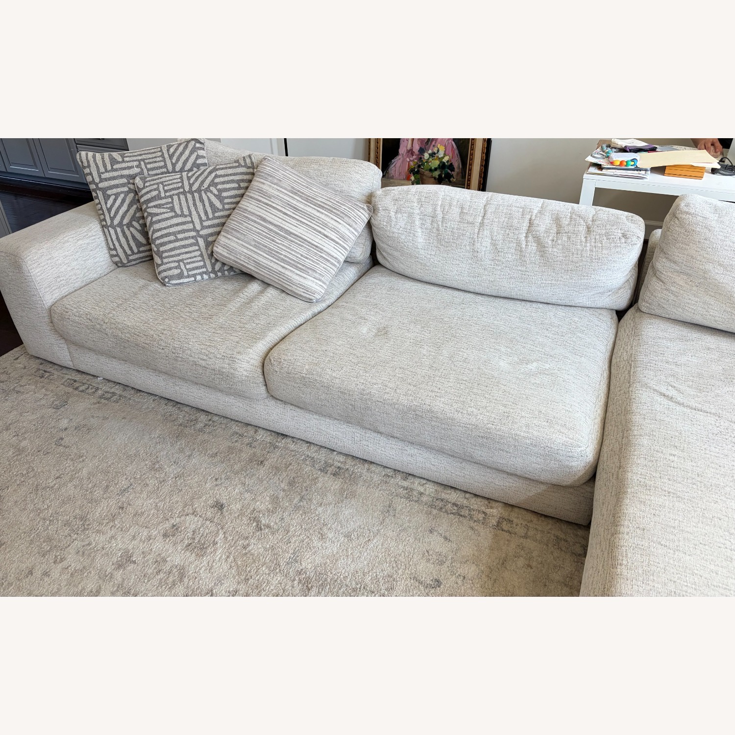 White Fabric 2 Piece Sectional - image-6