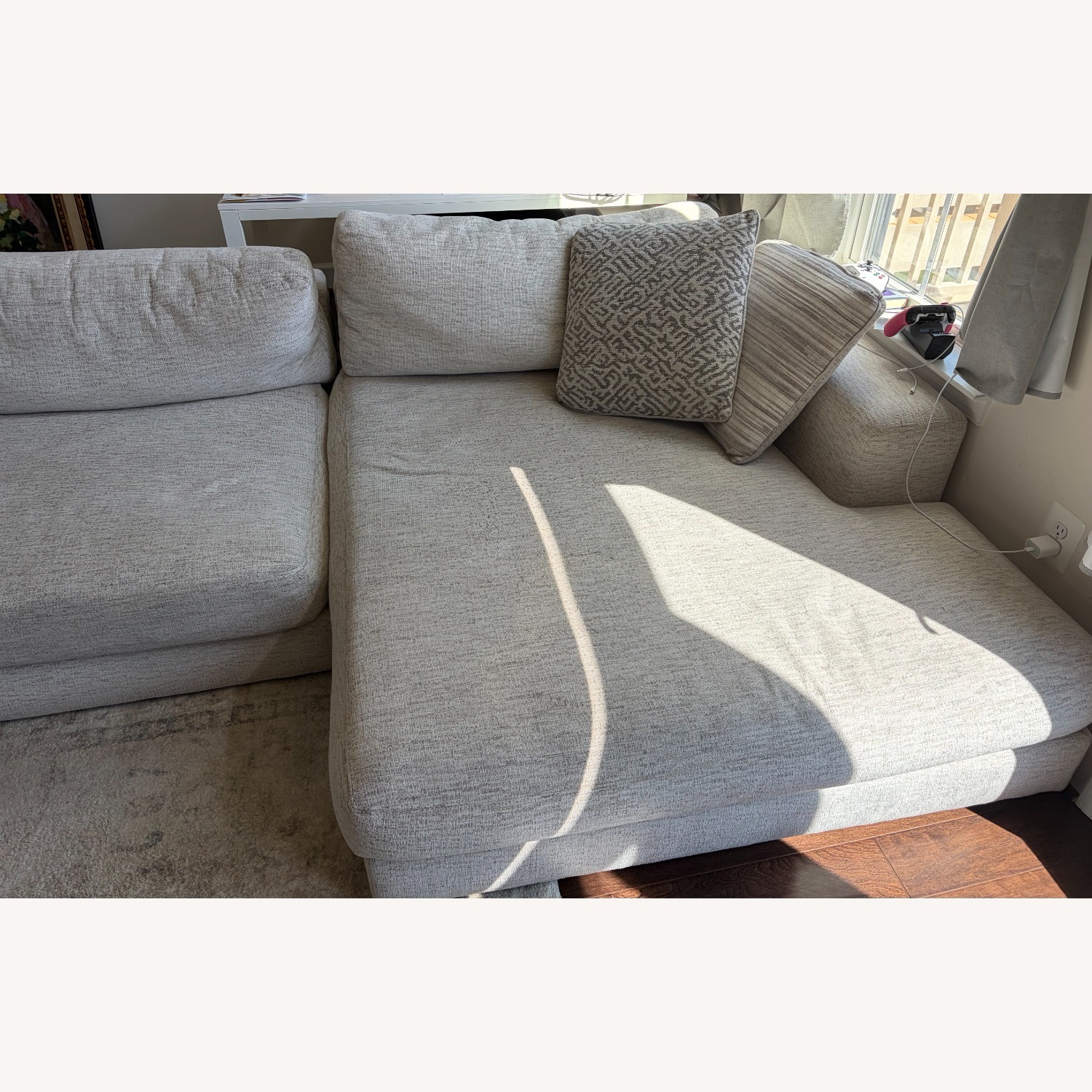 White Fabric 2 Piece Sectional - image-2