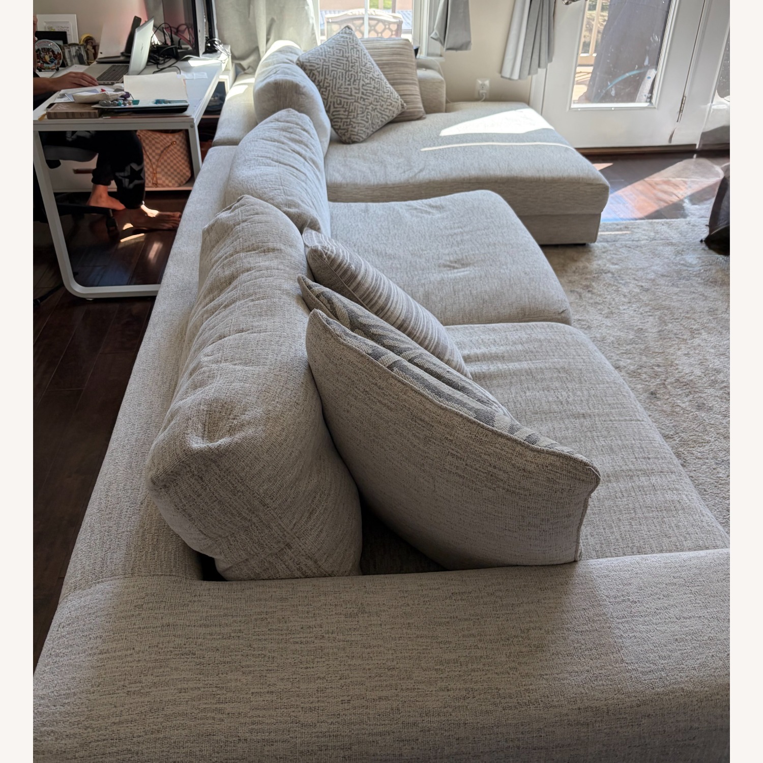 White Fabric 2 Piece Sectional - image-4