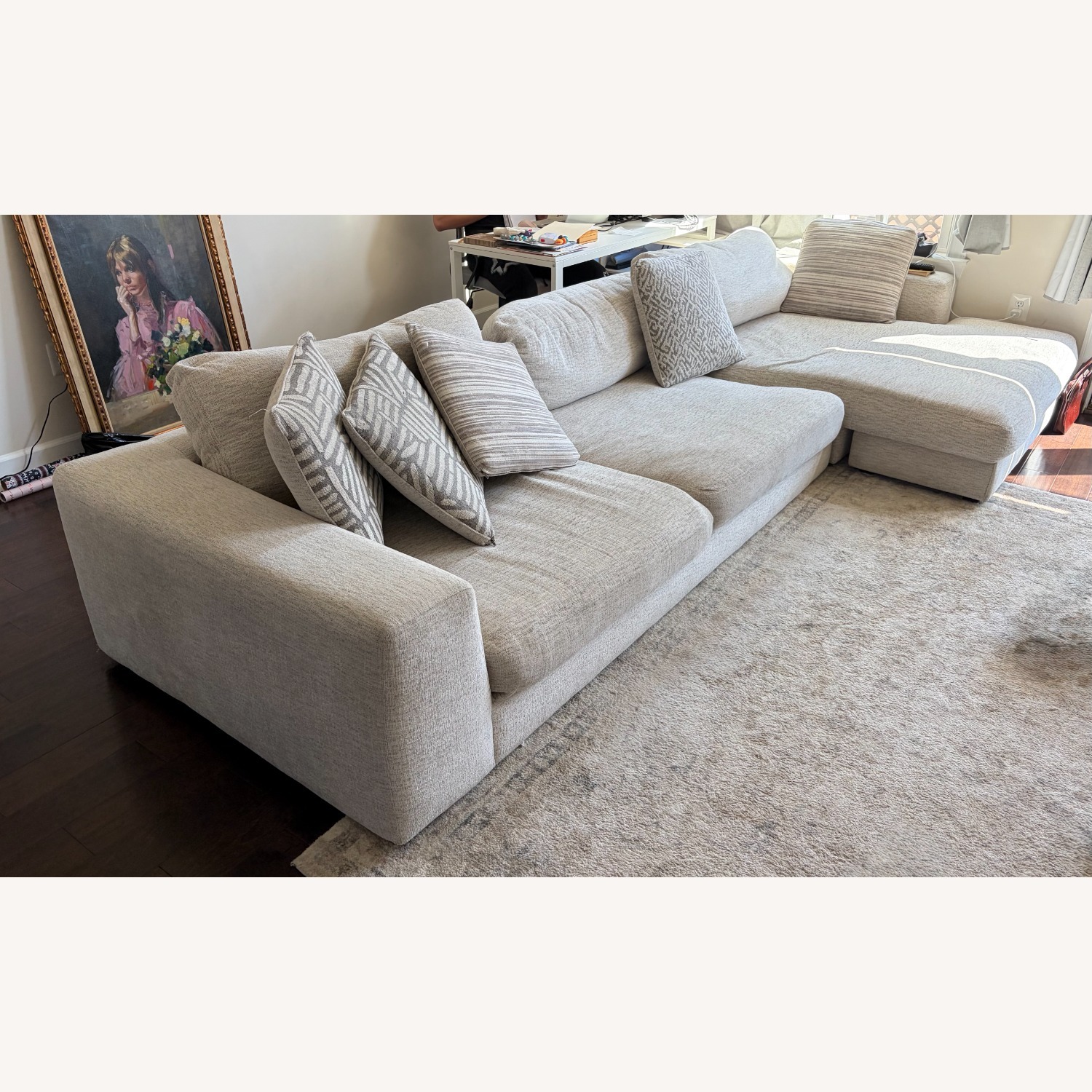 White Fabric 2 Piece Sectional - image-1