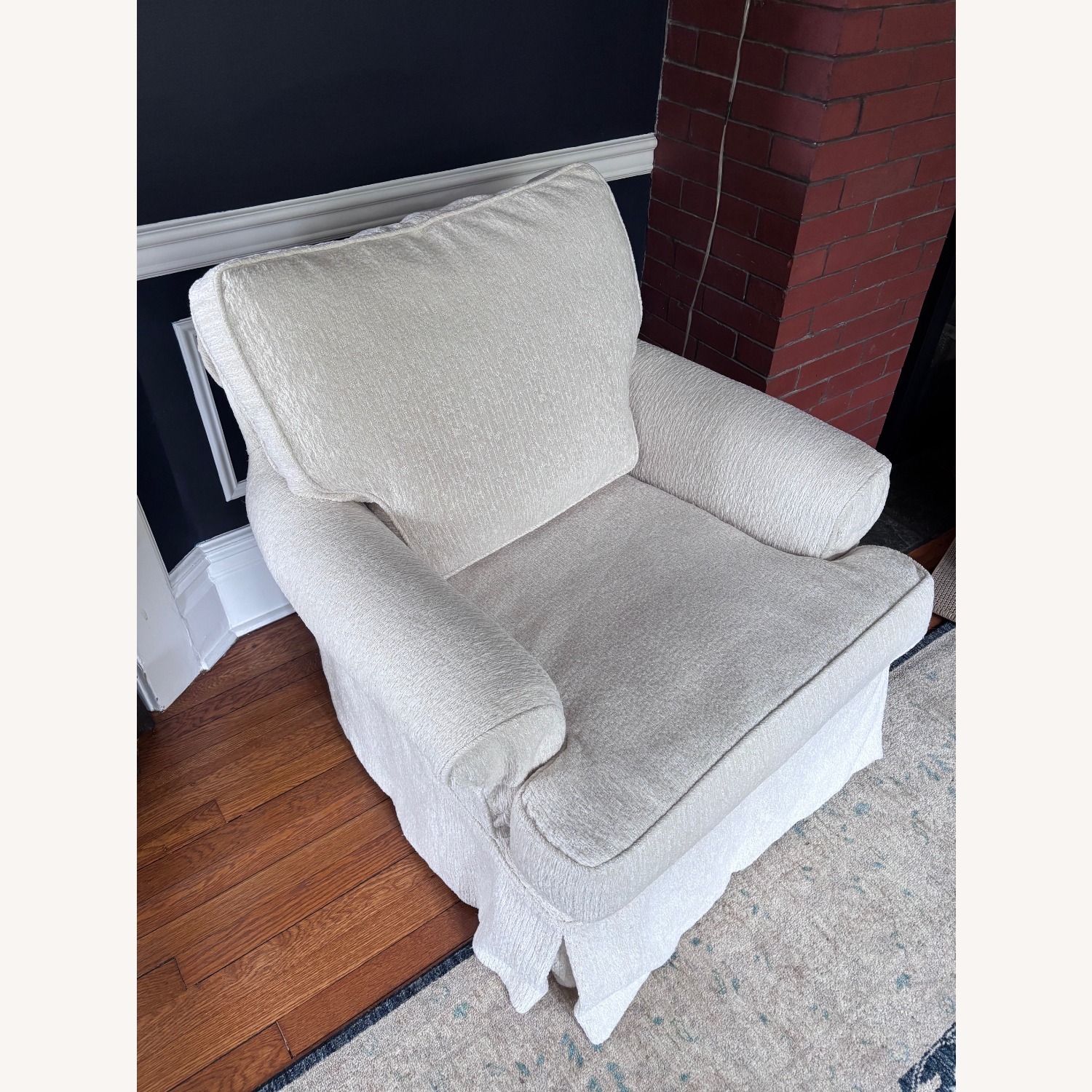 Two Crate & Barrel Creamy White Chenille Armchairs - image-3