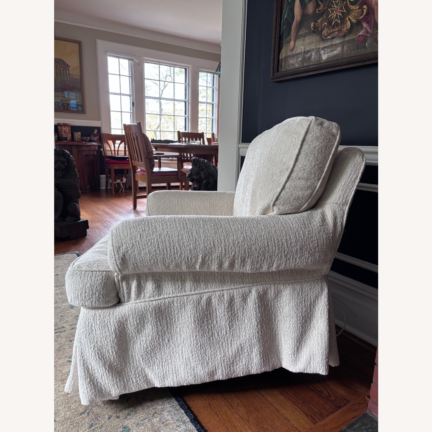 Two Crate & Barrel Creamy White Chenille Armchairs - image-2