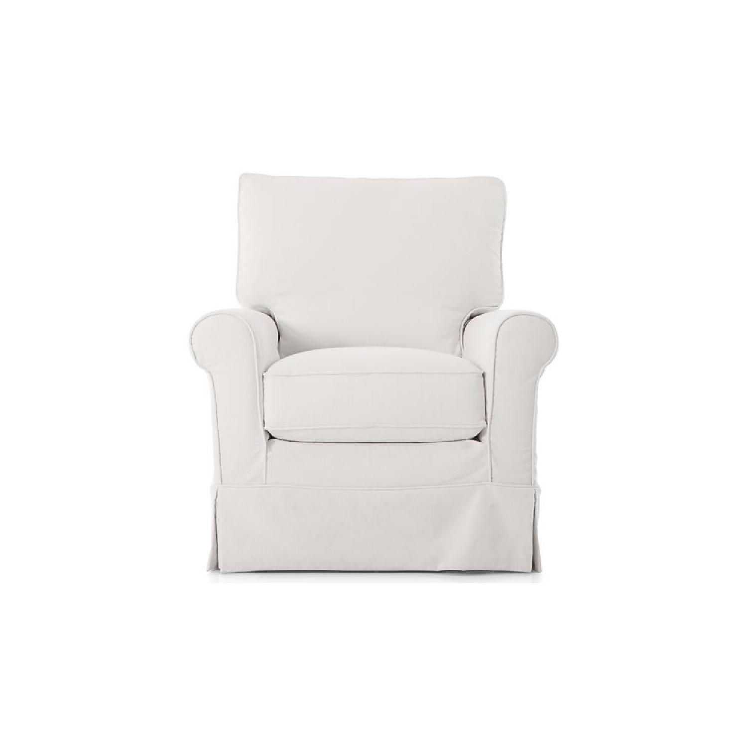 Two Crate & Barrel Creamy White Chenille Armchairs - image-4