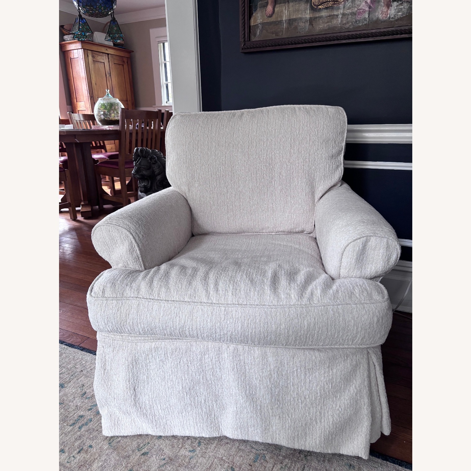 Two Crate & Barrel Creamy White Chenille Armchairs - image-1