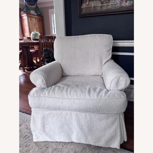 Used Two Crate & Barrel Creamy White Chenille Armchairs for sale on AptDeco