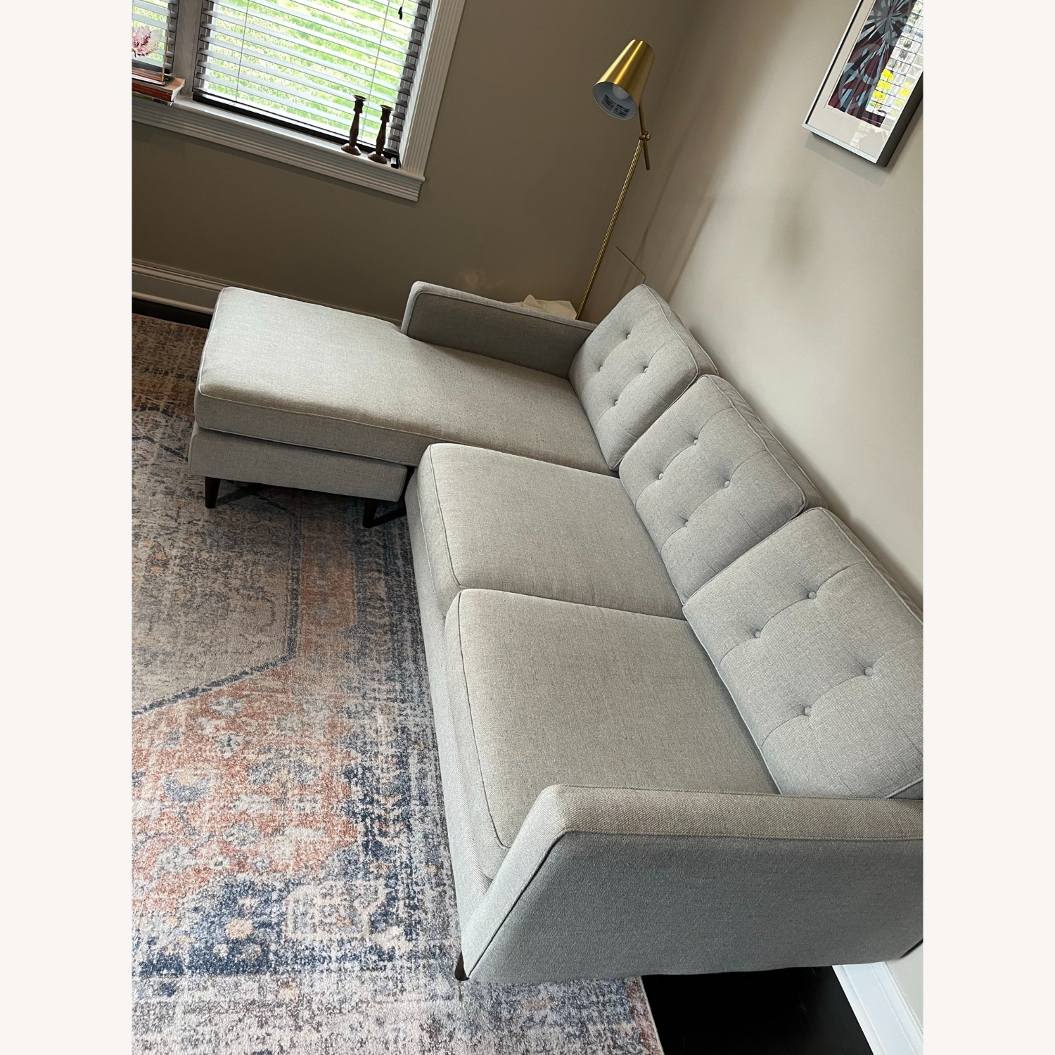 West Elm Drake Light Gray Linen 2 Piece Sectional - image-4