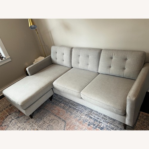 Used West Elm Drake Light Gray Linen 2 Piece Sectional for sale on AptDeco