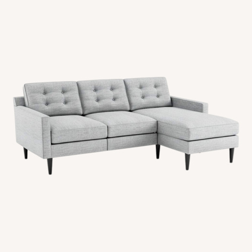 Used West Elm Drake Light Gray Linen 2 Piece Sectional for sale on AptDeco